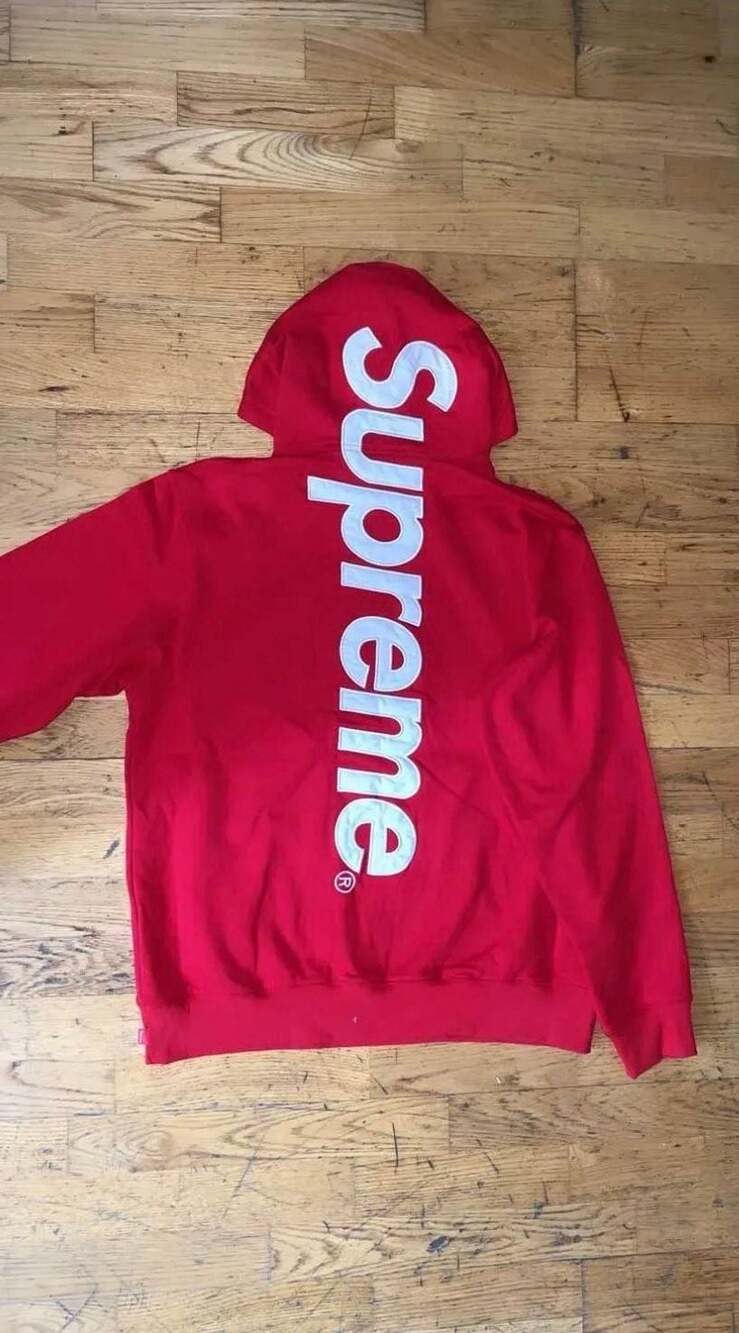 Buy Supreme Satin Appliqué Hooded Sweatshirt 'Red' - FW22SW34 RED